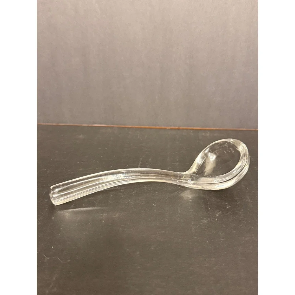 Vintage Uranium Glass Ladle Spoon UV Reactive Vaseline Glass Serving Spoon 5.5